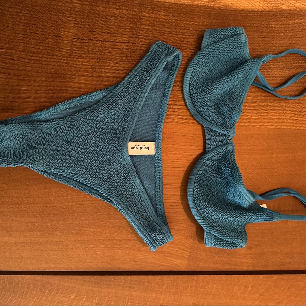 Bond-Eye Teal Textured Bikini Set